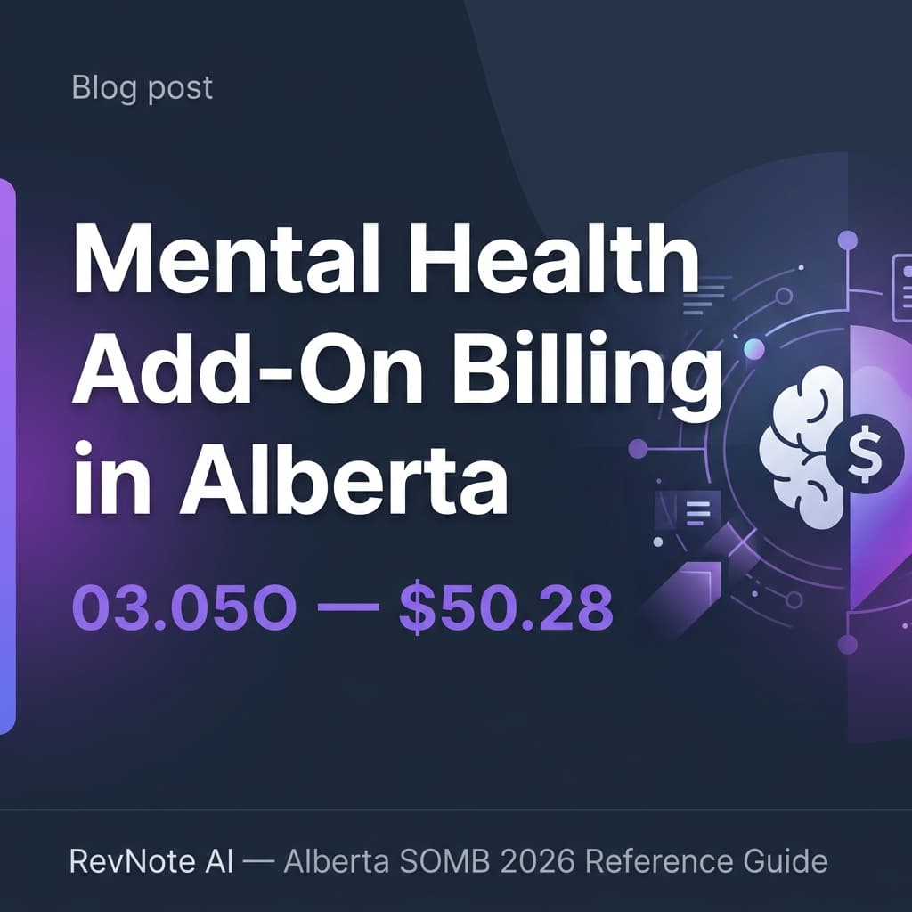 Mental Health Add-On Billing in Alberta — 03.05O Complete Guide (2026) — RevNote AI