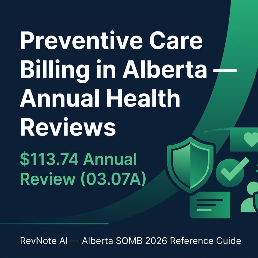 Preventive Care Billing in Alberta — Annual Health Reviews and Screening Codes (2026) — RevNote AI